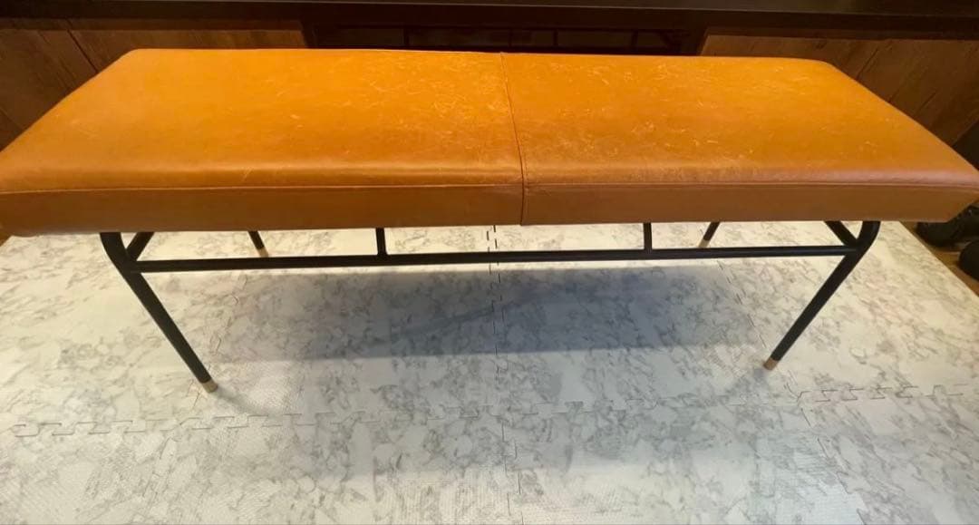 レザーベンチ キャメル　ダイニングベンチ イス チェア