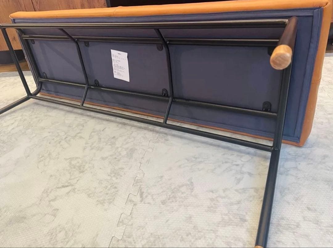 レザーベンチ キャメル　ダイニングベンチ イス チェア