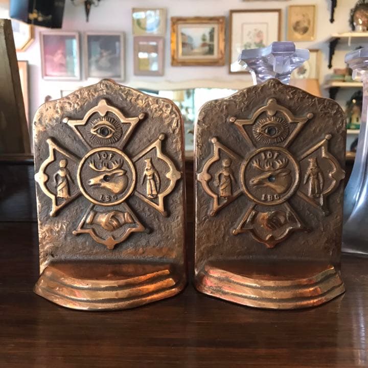 激レア！40’s〜50’s 銅製フリーメイソン 秘密結社ブックエンドアメリカ