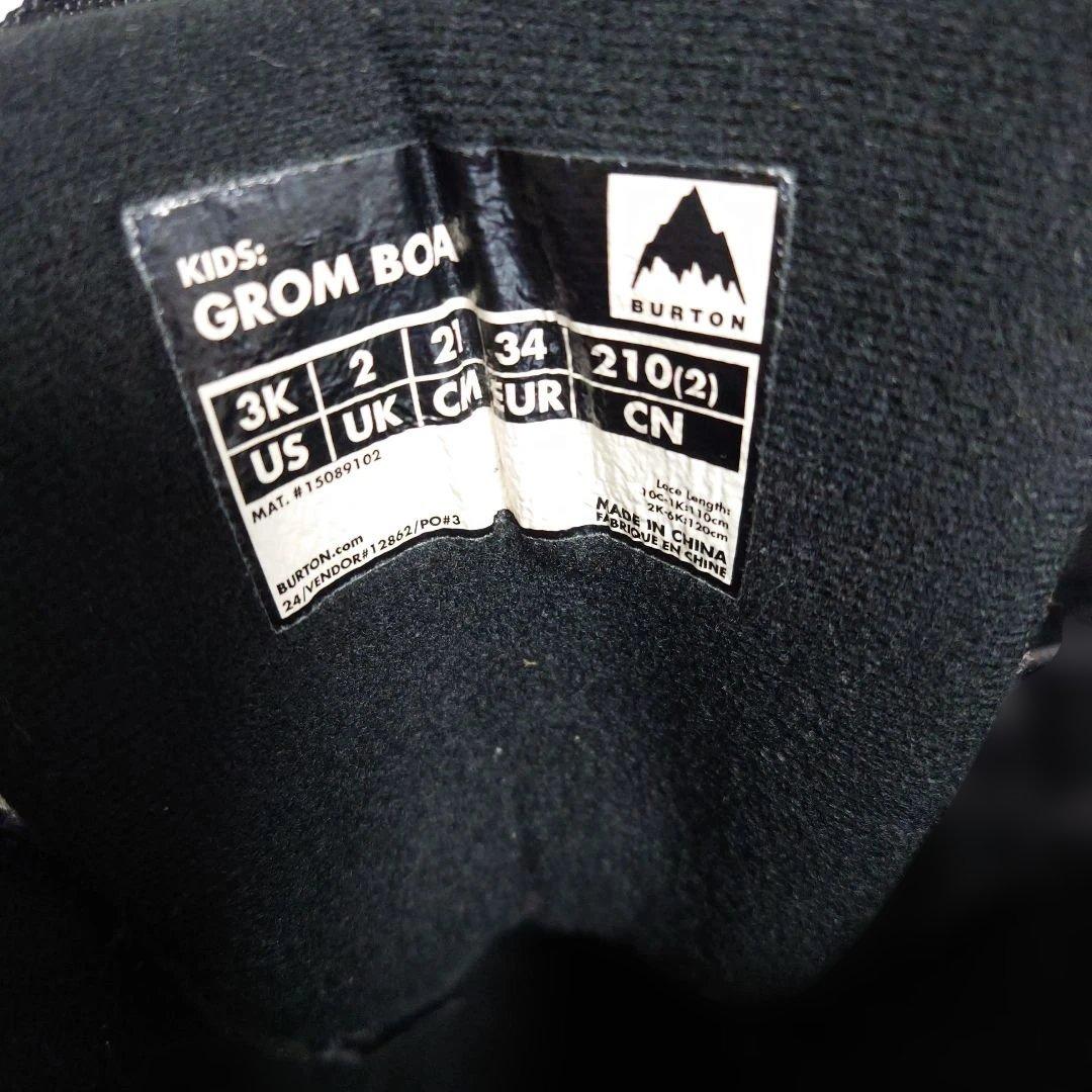 BURTON GROM BOA子ども用スノーボードブーツ ブラック 21cm