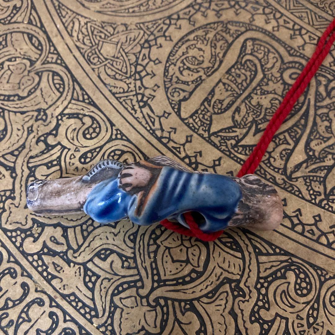 江戸中期〜後期？　古根付け　掲げ物　陶器×天然素材　2点セット