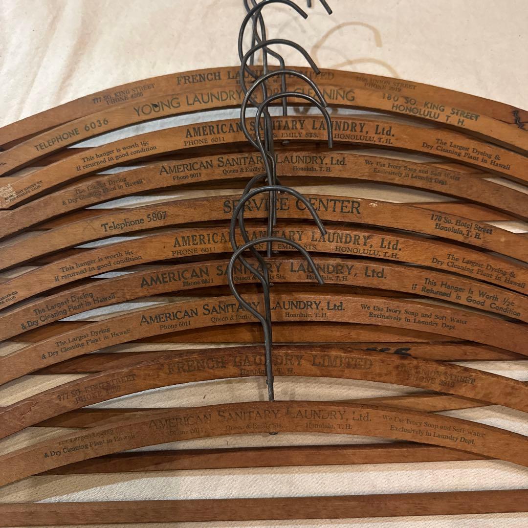 40s VINTAGE HAWAII HANGER ハンガー バー付 字 セット