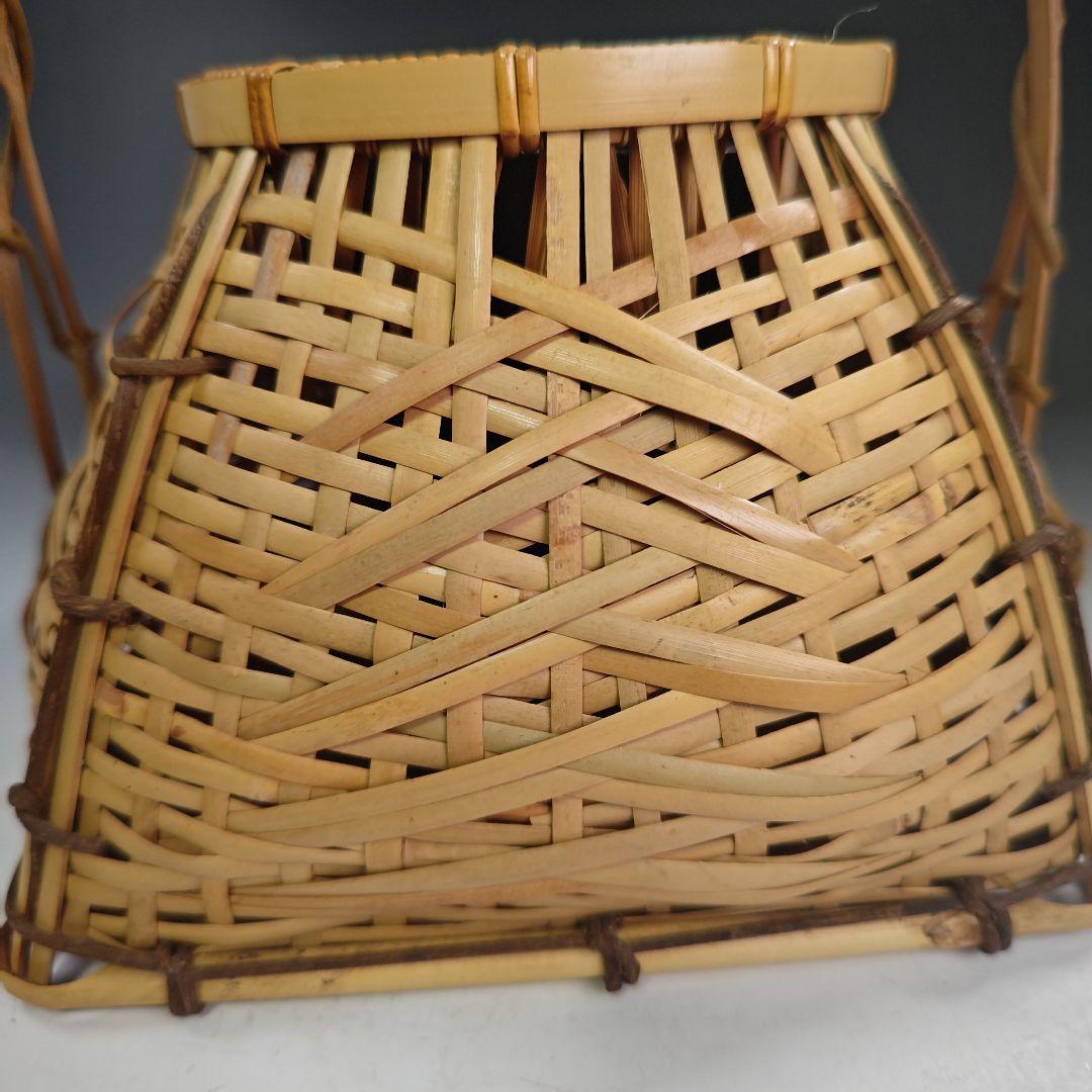 イ830 花籠『島田竹宝斎』『宗全篭　白竹花入　花器　紙共箱』茶道具