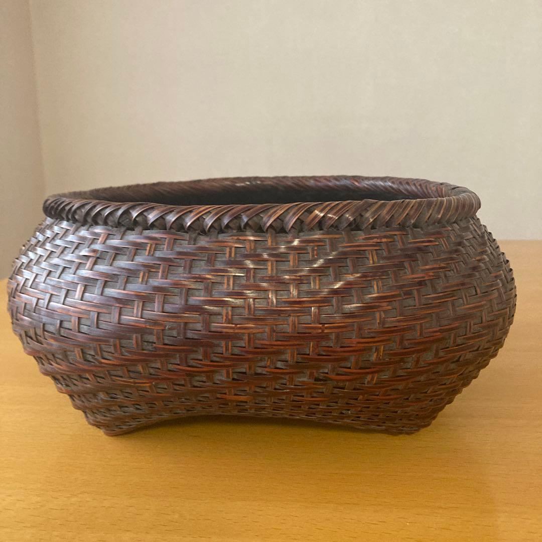 茶道具　炭斗　達磨籠　竹元