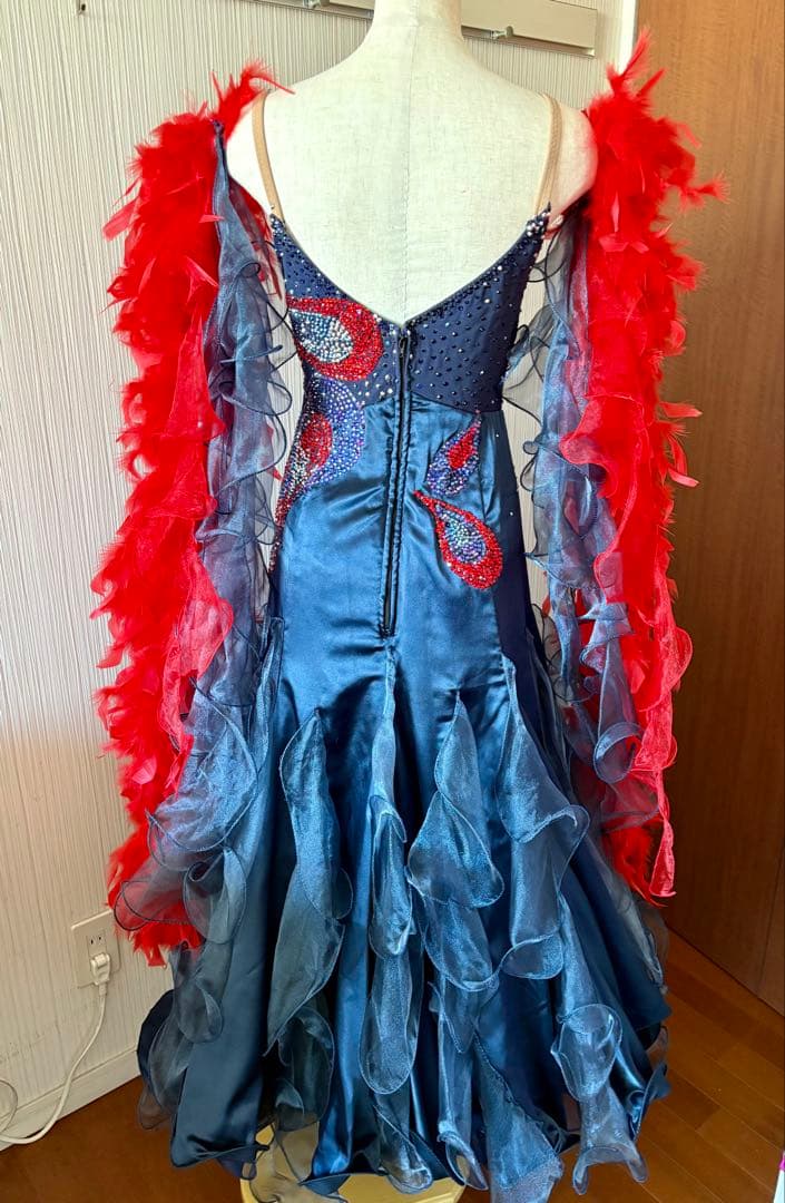 最終大幅セール❣️社交ダンスドレス　ジャンティ Ｍ　ネイビー