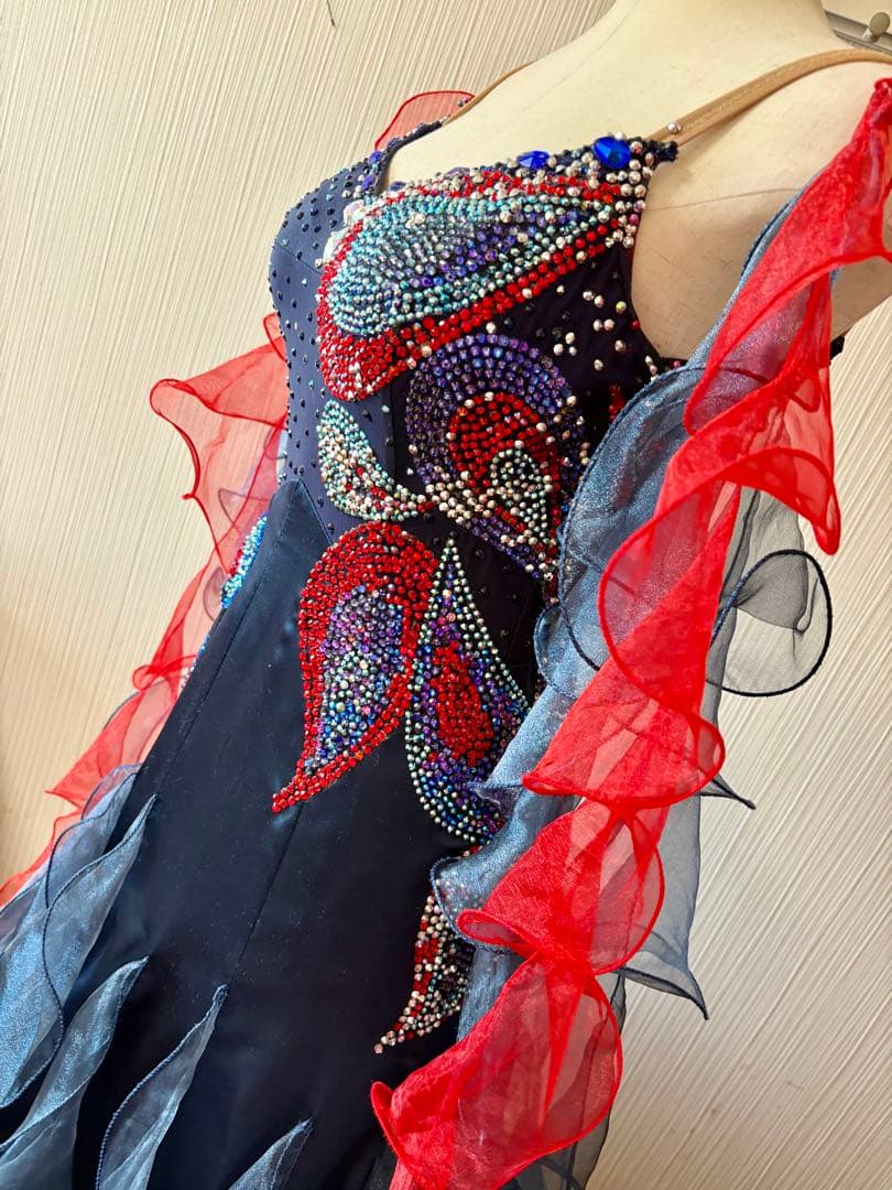 最終大幅セール❣️社交ダンスドレス　ジャンティ Ｍ　ネイビー