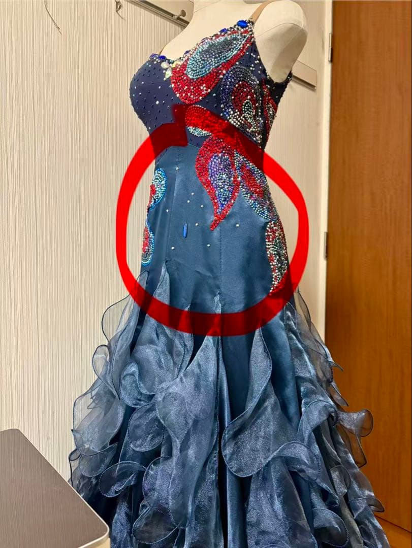 最終大幅セール❣️社交ダンスドレス　ジャンティ Ｍ　ネイビー