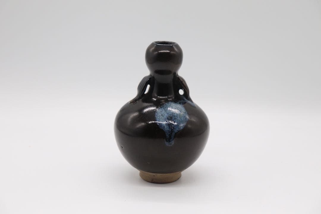 中国　鈞釉蓋耳瓢箪瓶　送料込み0111