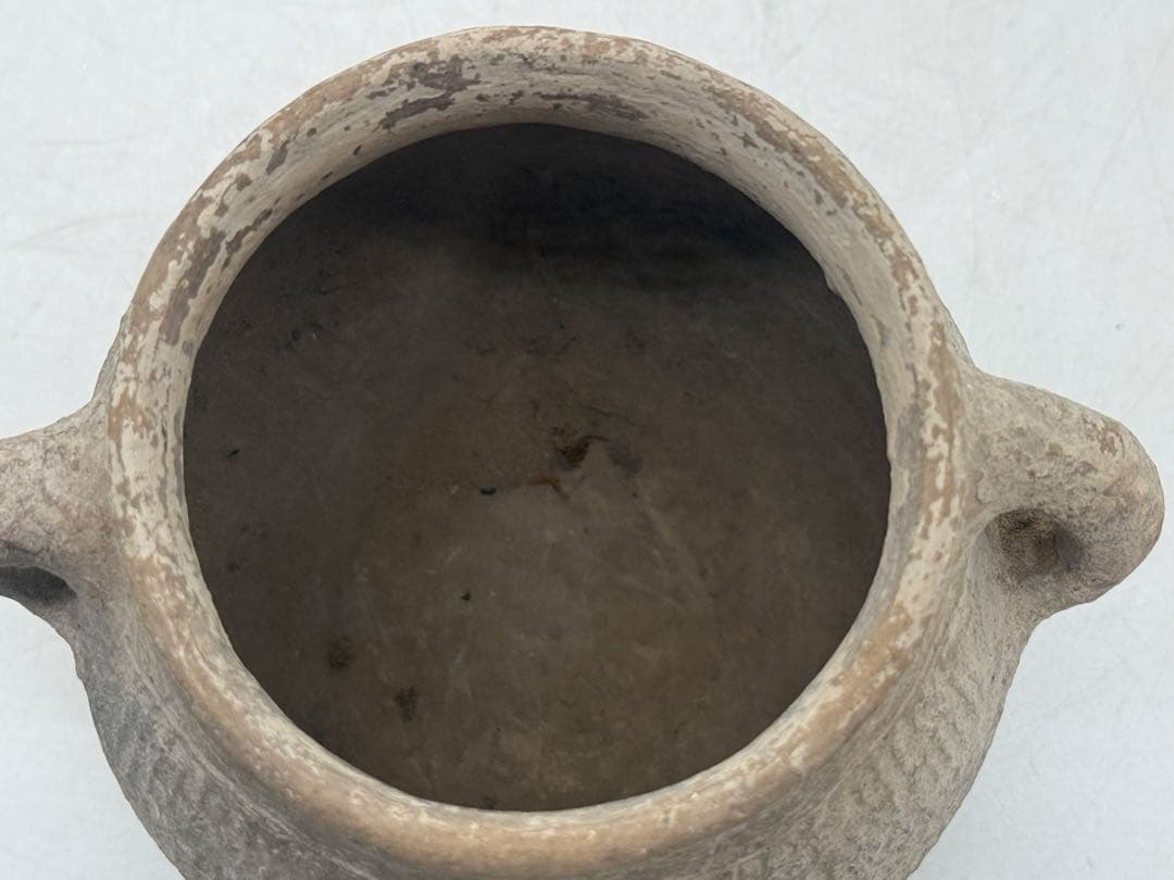 中国　古陶　きょうめん土器　雙耳壺　送料込み260202