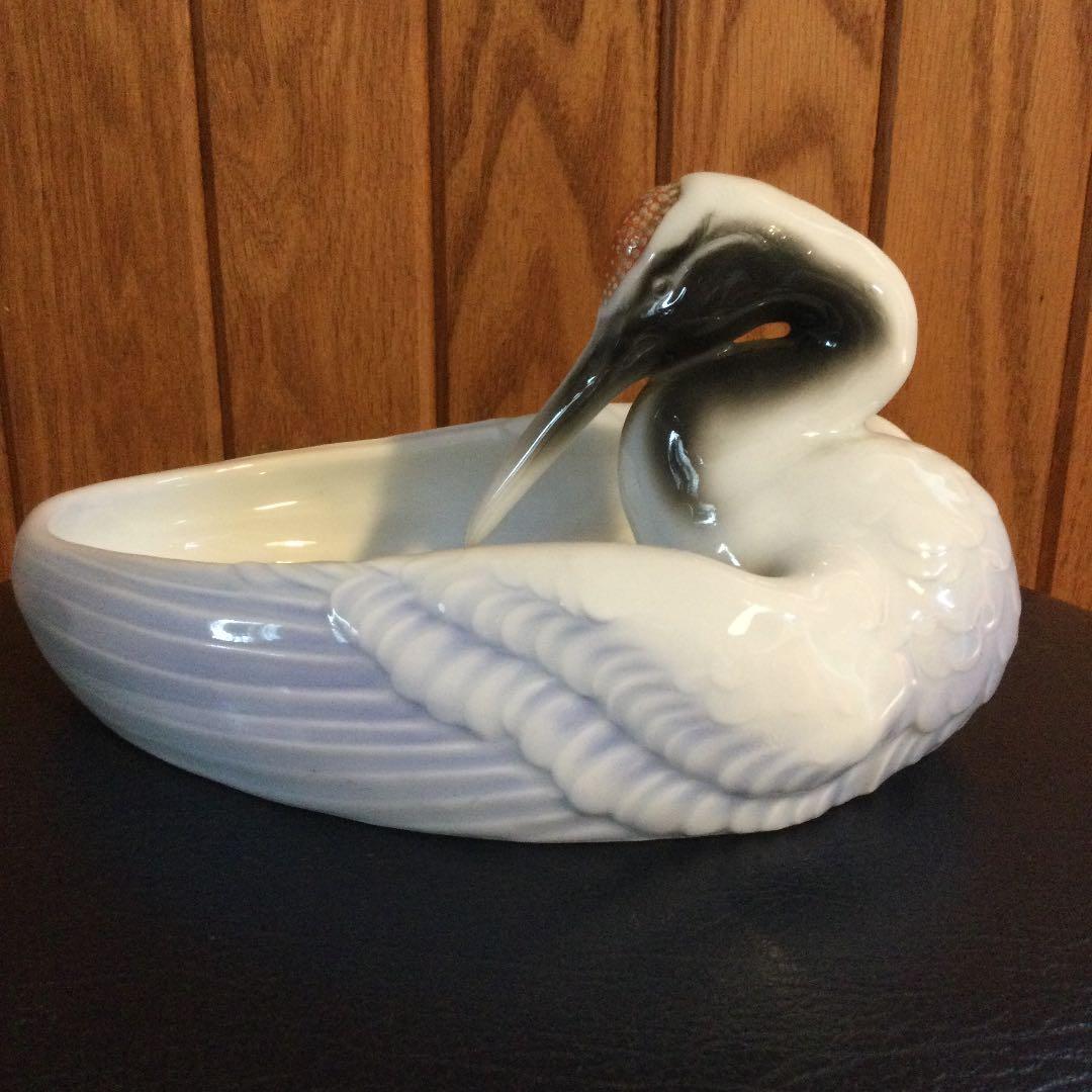 オールド深川製磁、鶴の小物入れ