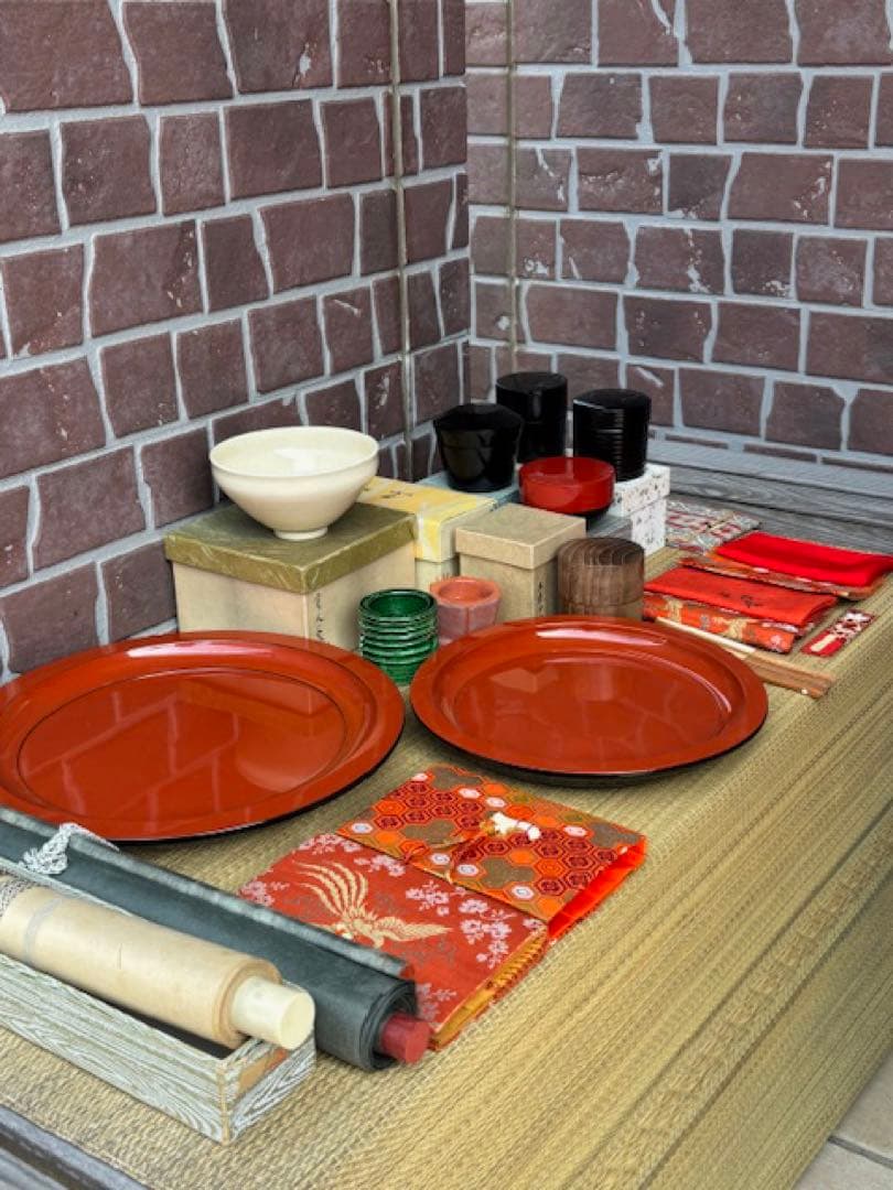 茶道具桑棗お薄器中次茶器内金箔張和巾棗貴人天目茶碗漆器根来塗盆扇子蓋置掛軸まくり