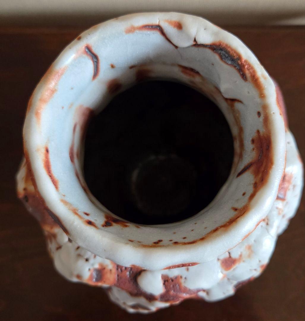 竹林窯 小林武春 志野焼 花入 赤志野 共箱 栞 花瓶