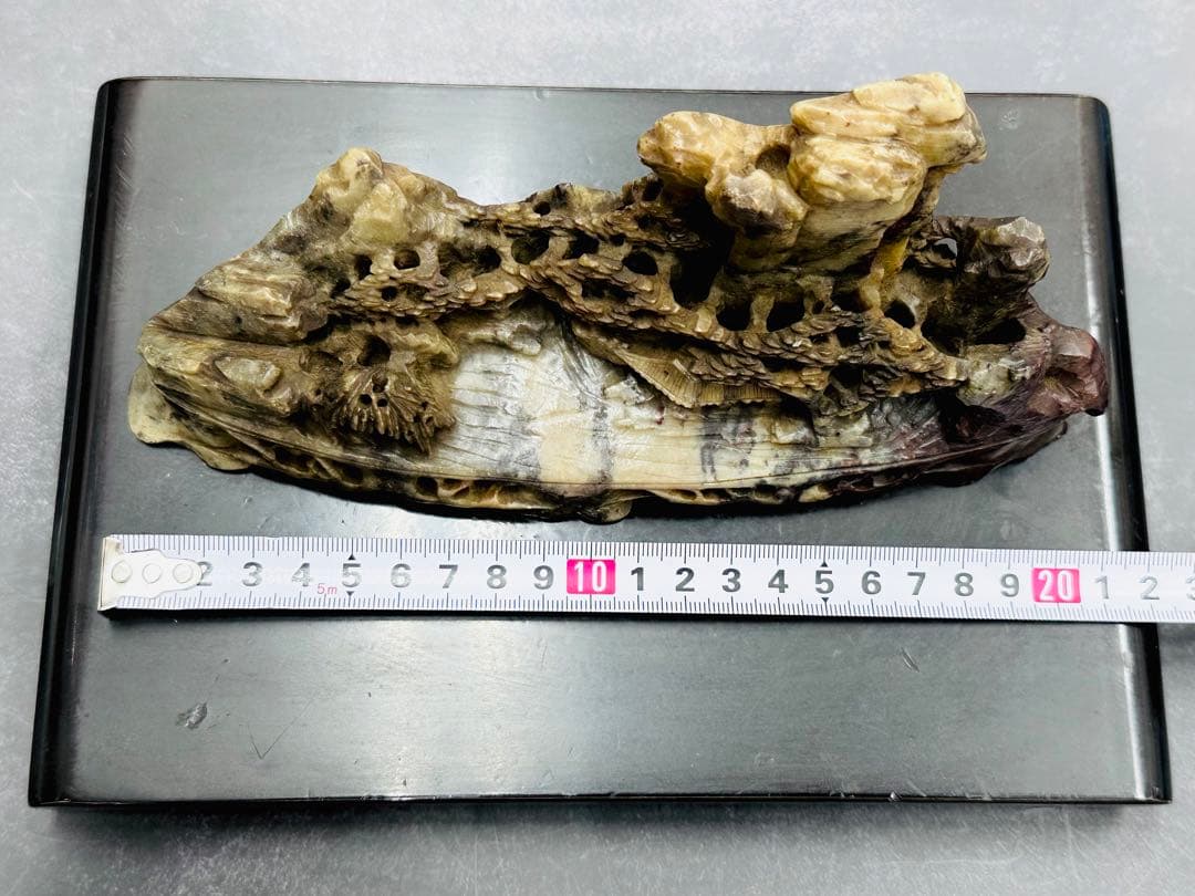 【⭐️稀少❣️美品⭐️】中国美術　寿山石　山水透かし掘り　細密彫刻