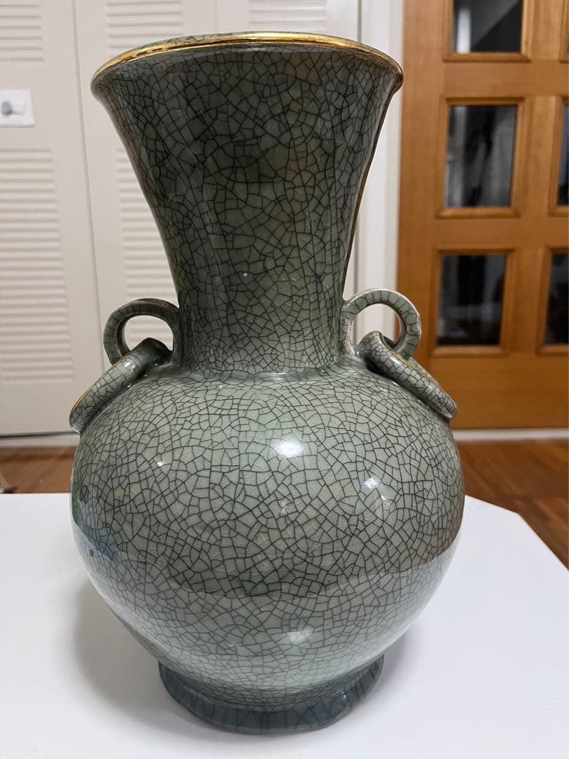 相馬焼 松助窯 花器 大きな花瓶 壷 骨董 唐物 金彩