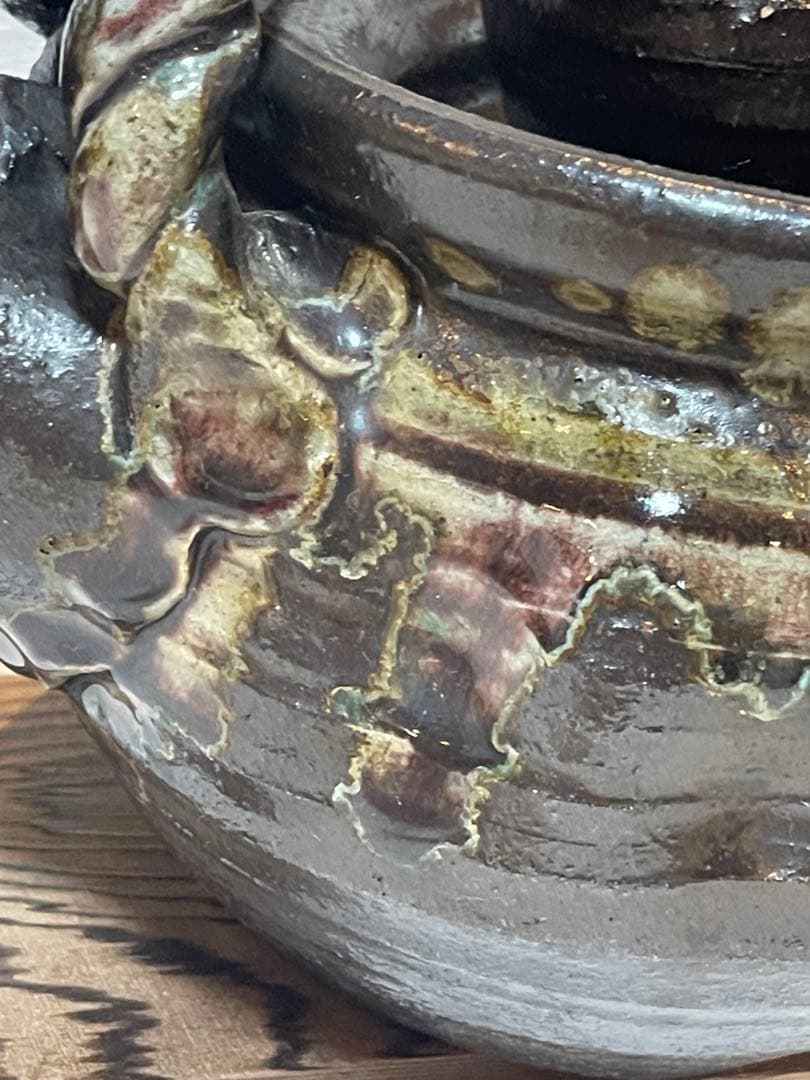 未使用品　信楽焼手作り土瓶型花瓶　飾り物　インテリア　195