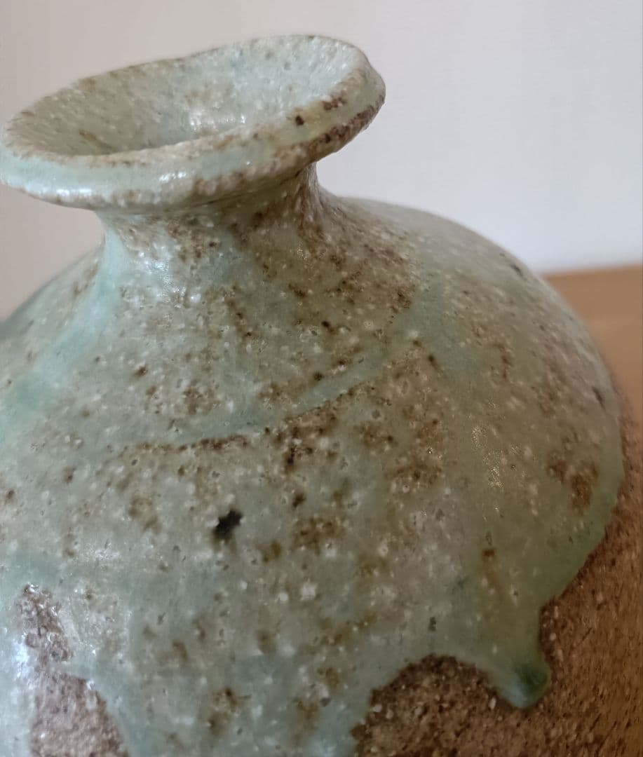 廣永窯 坪島土平作 伊賀大わび花入 灰被手　茶道具　伊賀焼花入