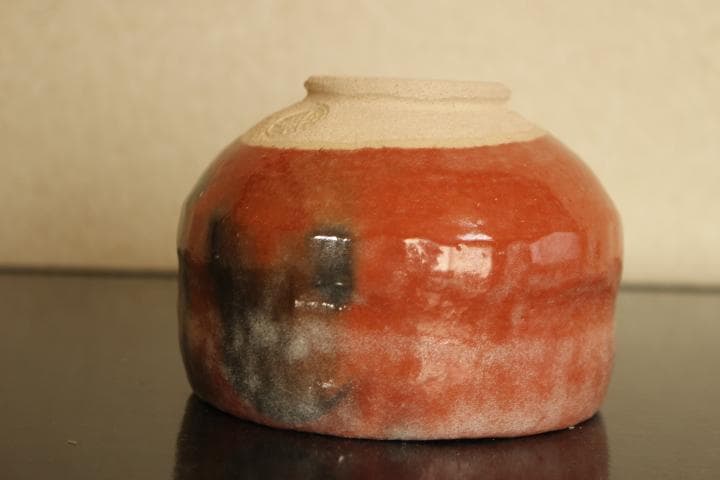 茶道具　楽吉左衛門　十三代目　惺入　赤茶碗／楽　覚入　極め　共箱・仕覆付き