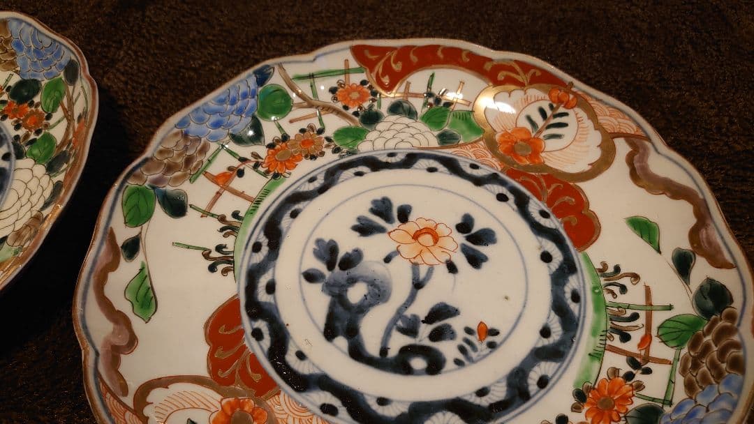 古伊万里　伊万里　大聖寺伊万里　花の図　蔵出し　　２客