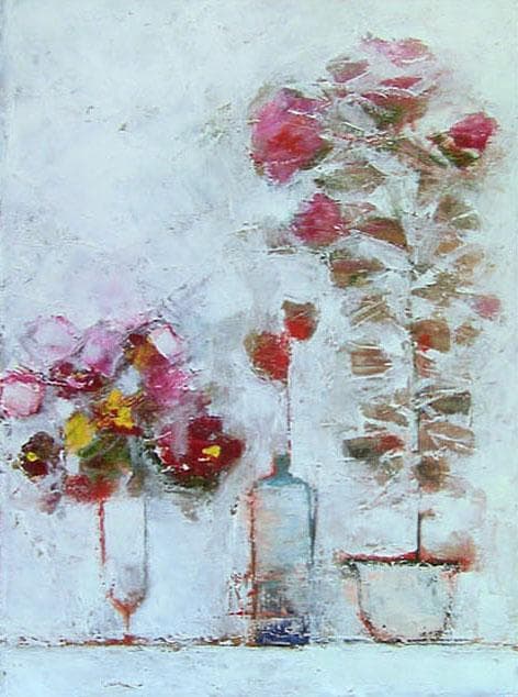 油絵 菅家令子 絵 絵画 インテリア 額付き(白) uF6-071102 花