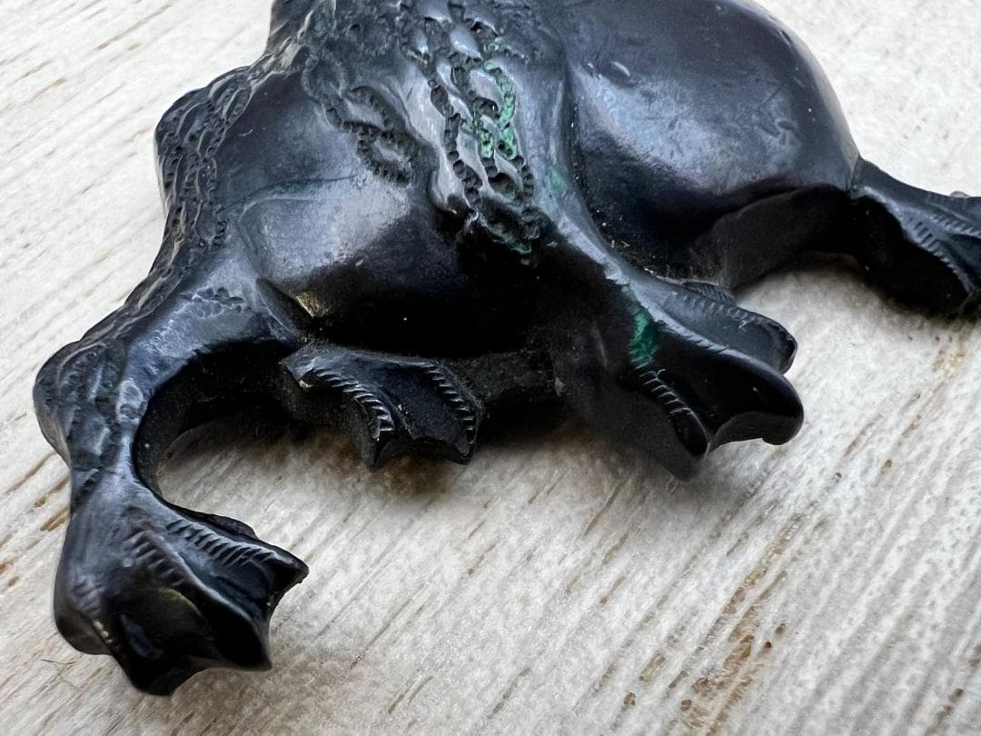 【海】江戸明治金工　蛙図　カエル　金目　手彫　大金具　銅製鍍金　骨董品　箱付