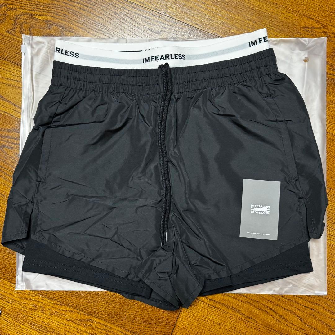 LE SSERAFIM ダブルレイヤーショーツ (黒) Mサイズ