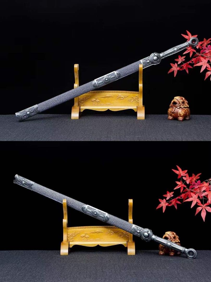 青隠環首幅刃唐剣-高性能マンガン鋼 古兵器   武具　刀装具　日本刀　模造刀