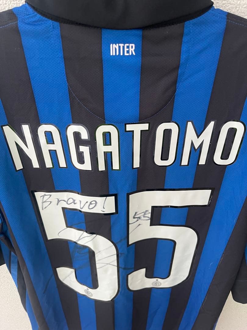 希少！長友佑都選手55 Nike インテルユニフォーム青黒 ストライプ　Mサイズ