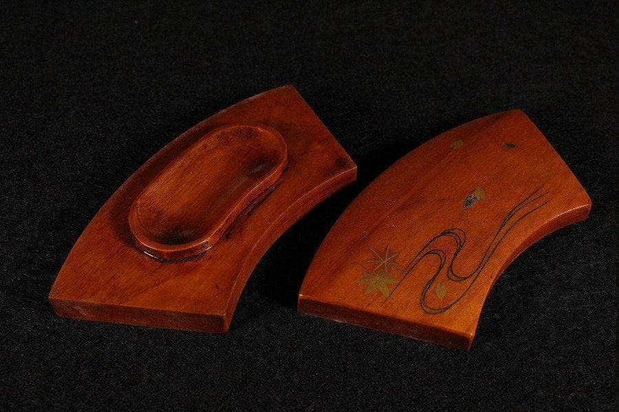 茶道具 春彩流 老梅 扇面香合 塗師 司峰作 共箱 旧家蔵出