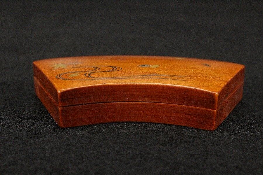 茶道具 春彩流 老梅 扇面香合 塗師 司峰作 共箱 旧家蔵出