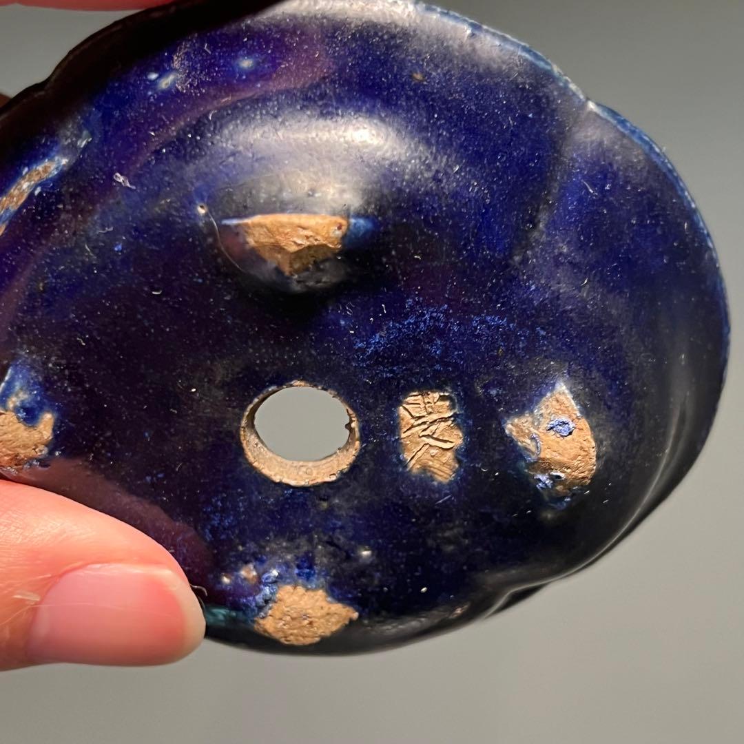 713.夢陶 琉璃釉木瓜鉢 盆栽鉢 植木鉢 8.5*7.6*2.5cm