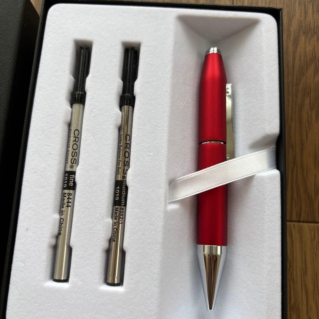 新品未使用　CROSS ボールペン本体 レッド リフィル2本付き
