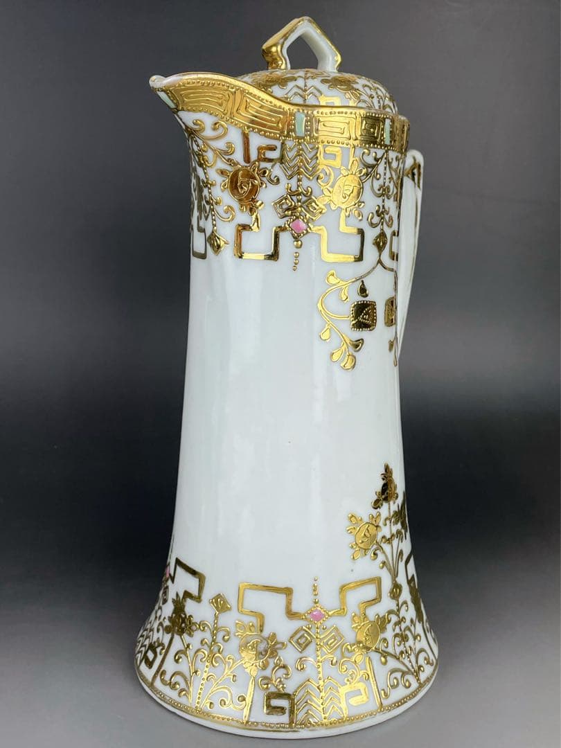 オールドニッポン アールヌーボー様式 金盛り チョコレートポット ゴールド