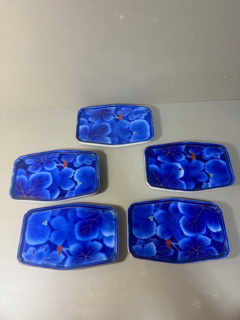 2525 深川製磁　葡萄瑠璃　大皿　5客　20cm