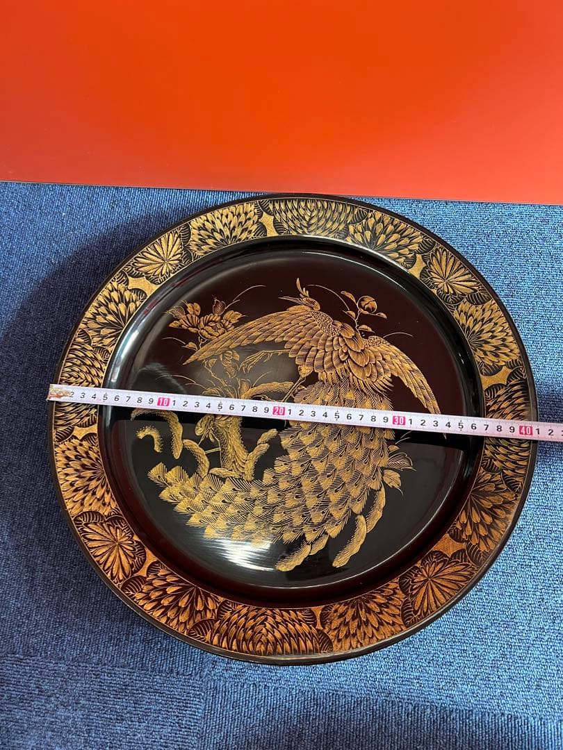 1389 輪島塗　花鳥　蒔絵　飾り皿　41cm 金彩　未使用