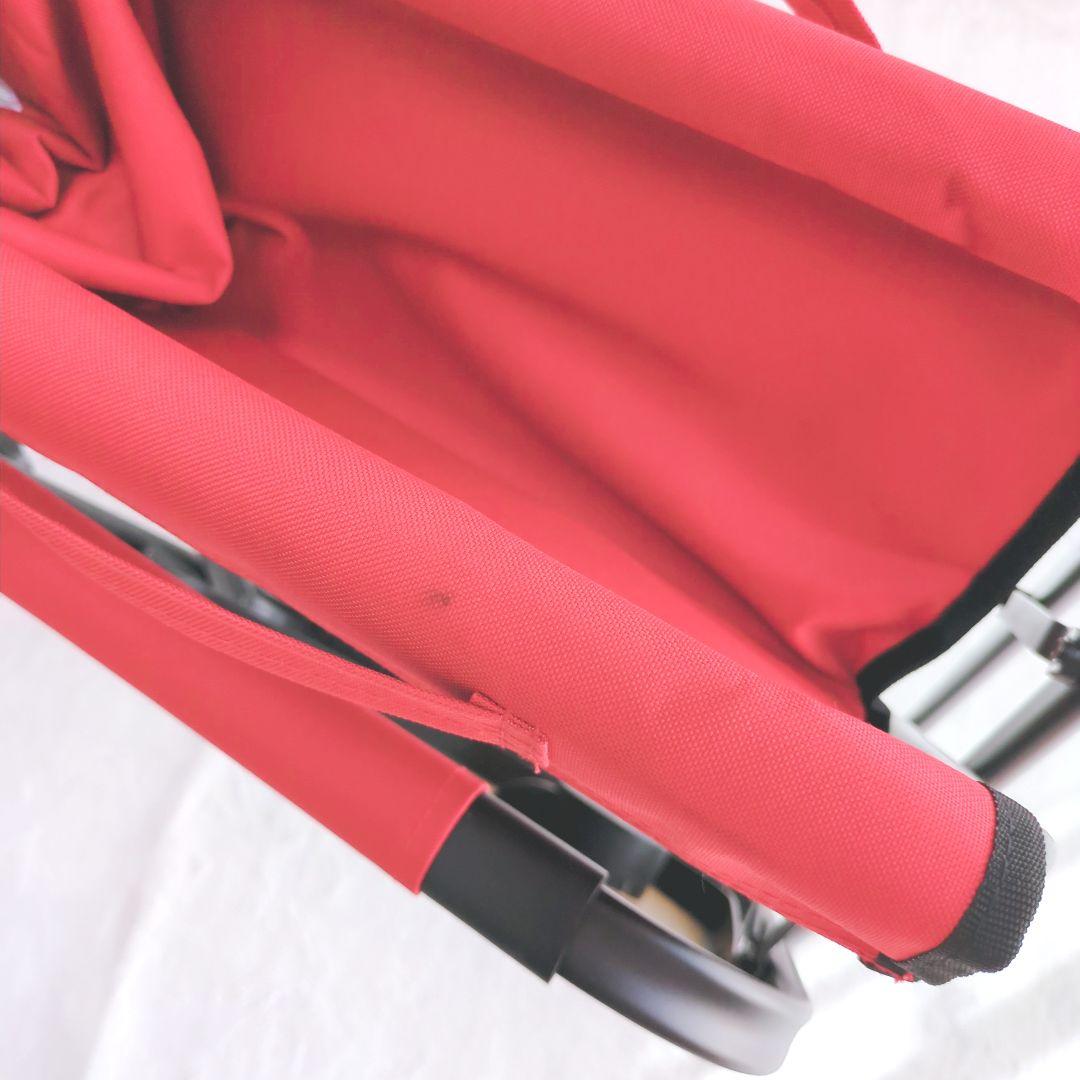 美品 コールマン サイドテーブル付デッキチェア2脚 レッド