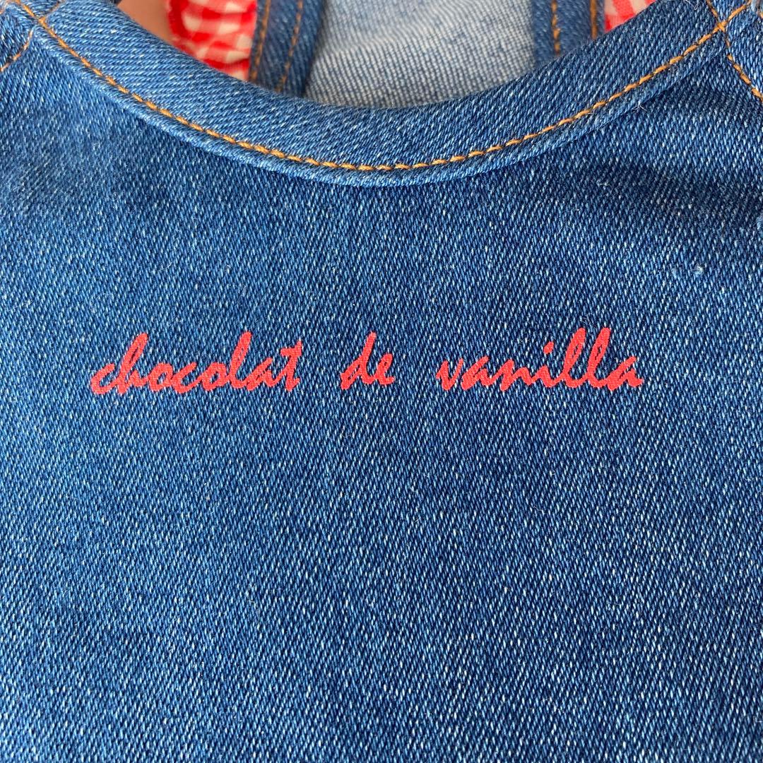 デニム犬服 ギンガムチェック フリル付き