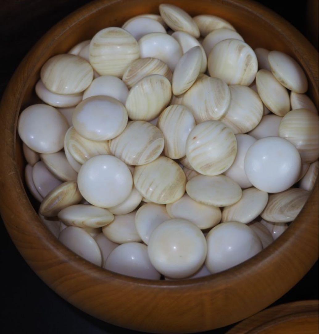 送料無料　日向特産　日向スワブデ蛤碁石33号・碁笥セット　旧家蔵出