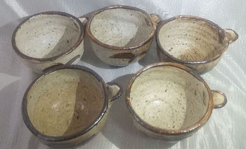 中川自然坊 【 粉引唐津 片口向付 】 五客 茶道具 懐石道具 共箱 743