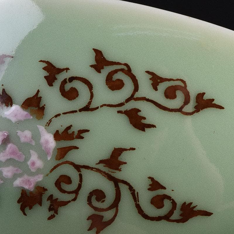 瀬戸焼　陶玉園　加藤五助製　染付　漢詩花文　鉢　合わせ箱　M　R9444