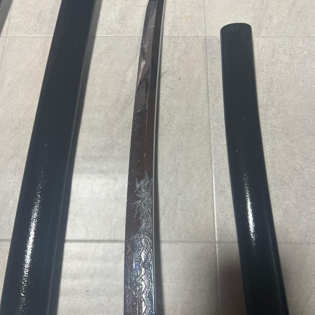 模造刀　波紋模様 ドラゴン彫刻