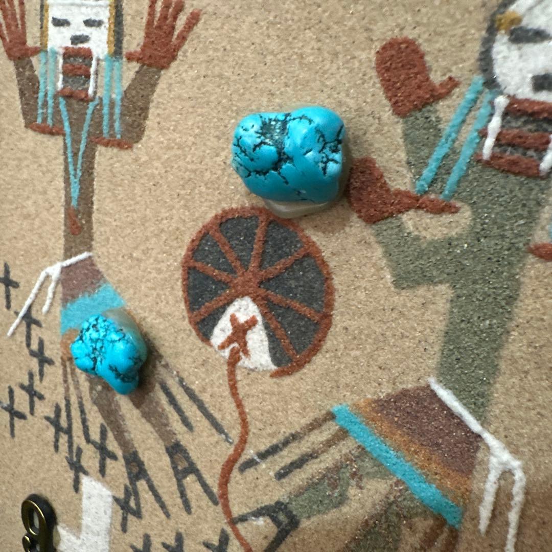 ナバホ族 サンドアート 壁掛け時計 サンフェイス カチナドール 44×44cm