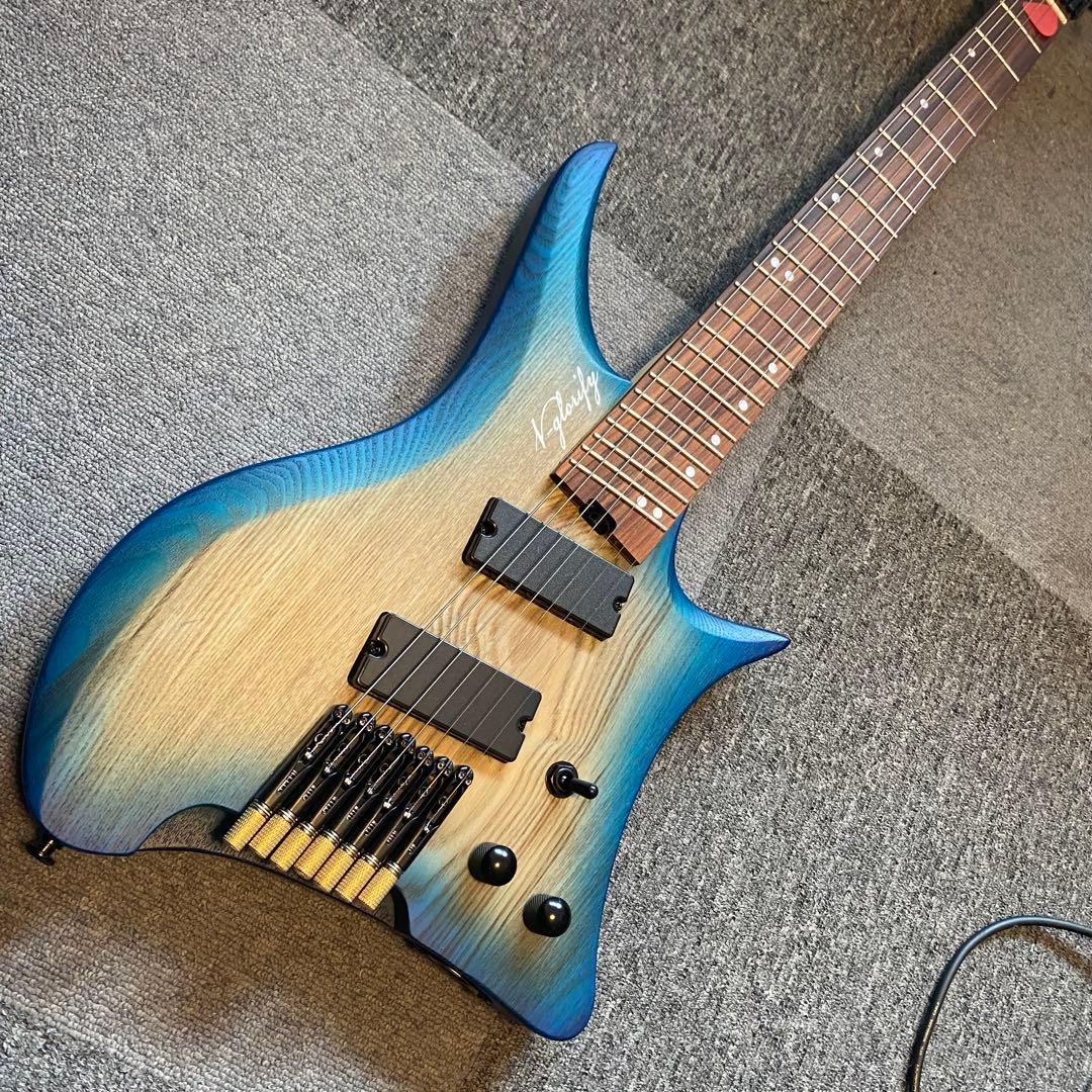 7弦ヘッドレスギター ブルーグラデーション ノーブランド 美品！お買い得！