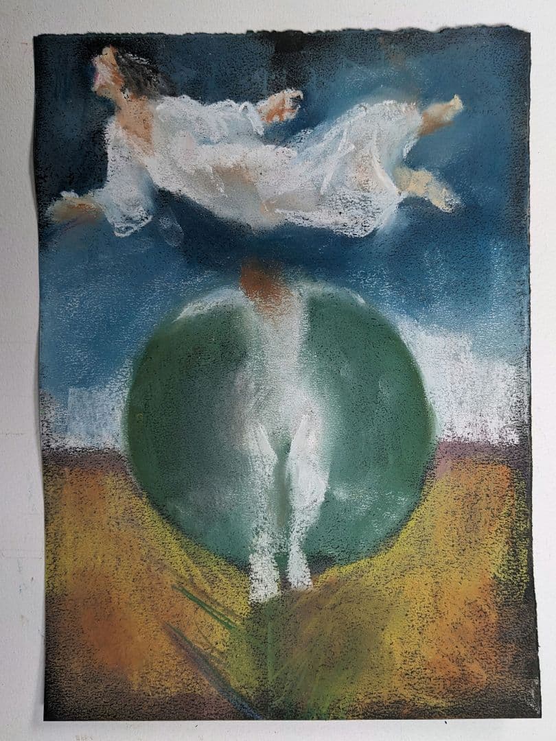 抽象的なパステル画 浮遊する人は