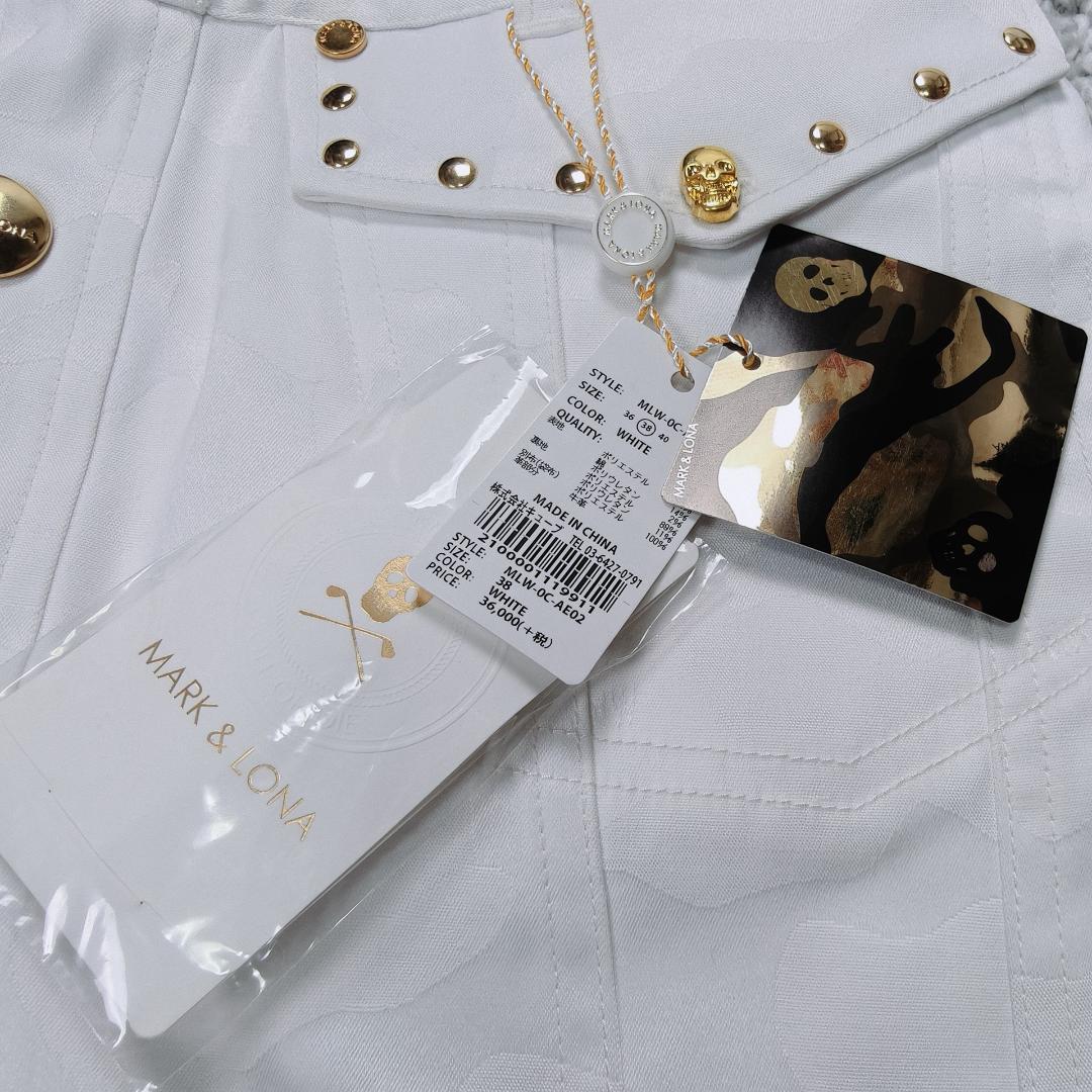 未使用 MARK&LONA ゴルフ スカート ホワイト カモ 38 M