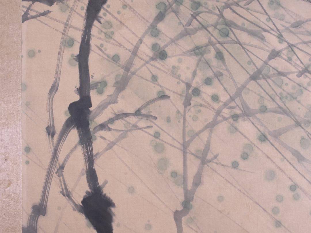 蔵整理品　中国清時代掛け軸　肉筆水彩絵　骨董品I1559A13-1