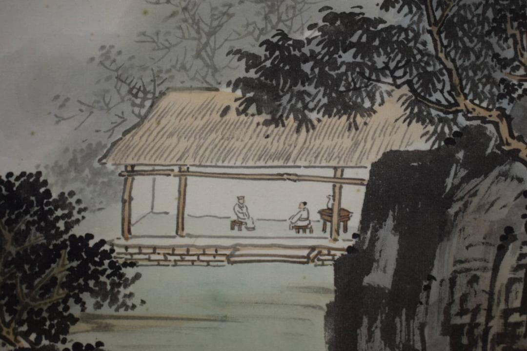 不詳/作者不詳/山水人物図/布袋屋掛軸HF-186