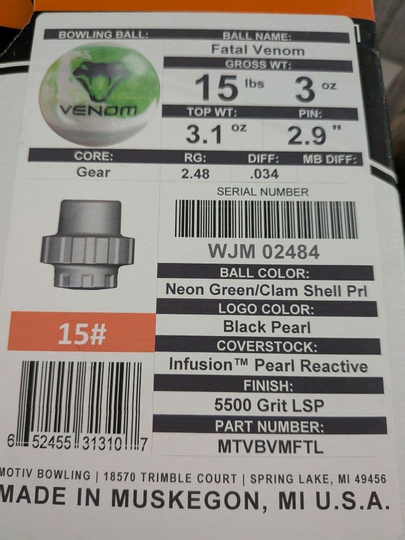 15P MOTIV フェイタルベノム ボウリング ボール