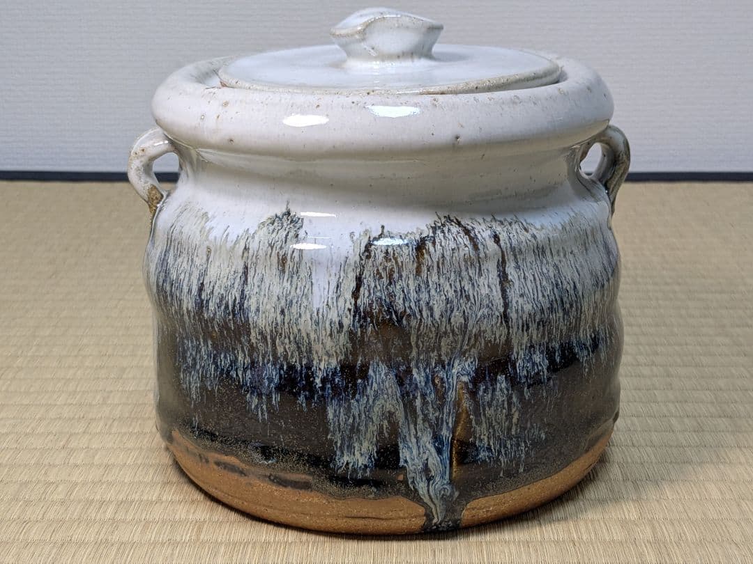 【美品】十四代中里太郎右衛門 中里忠寬 叩き朝鮮唐津水指 唐津焼