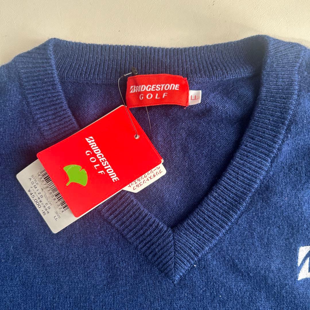 BRIDGESTONE GOLF Vネックセーター LL ネイビー/ブルー