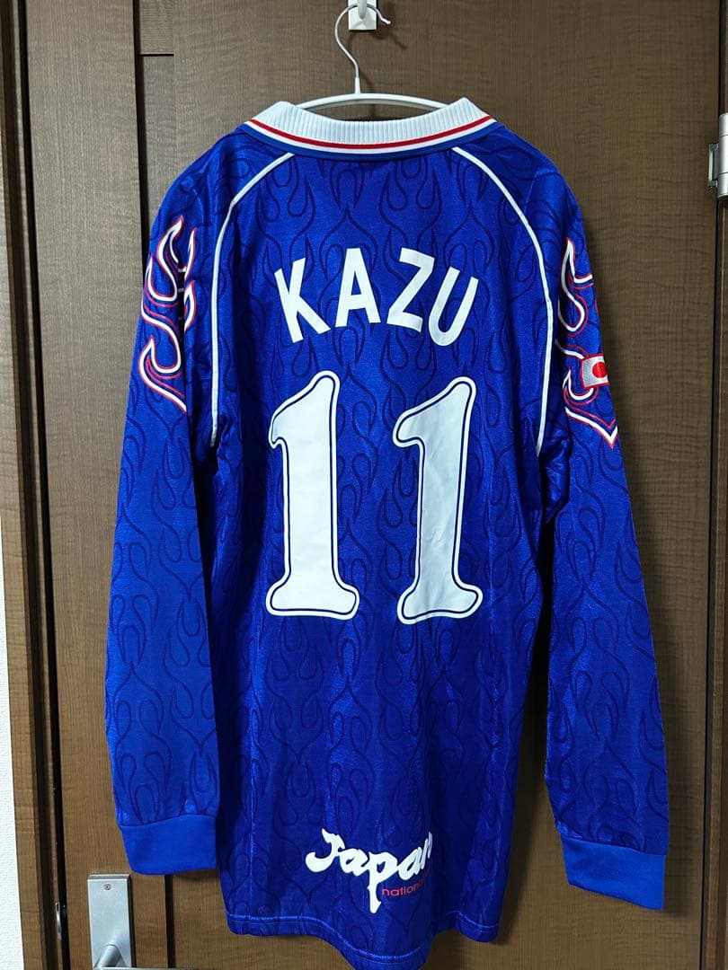 【美品】日本代表　ユニフォーム長袖　フランス　炎　カズ　1998 三浦知良
